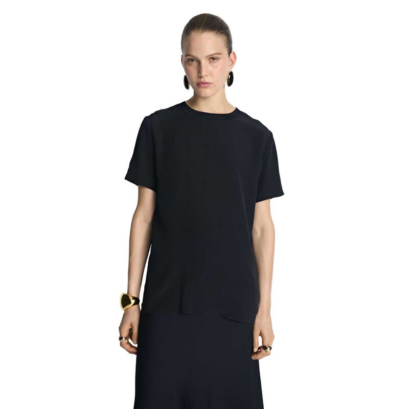 Veronika Maine Silk Rib Neck Top image number 4